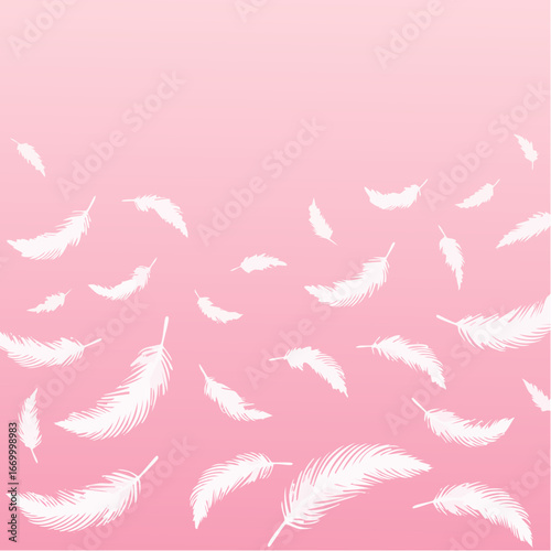 Pink pattern with white feathers vector