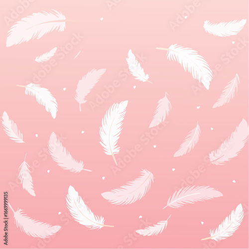 Pink pattern with white feathers vector