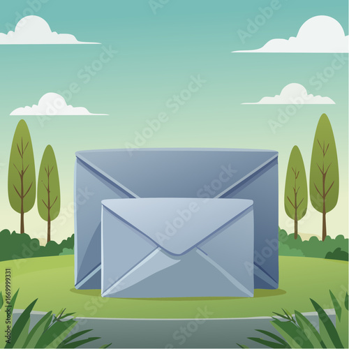 Three grey envelopes icon vector