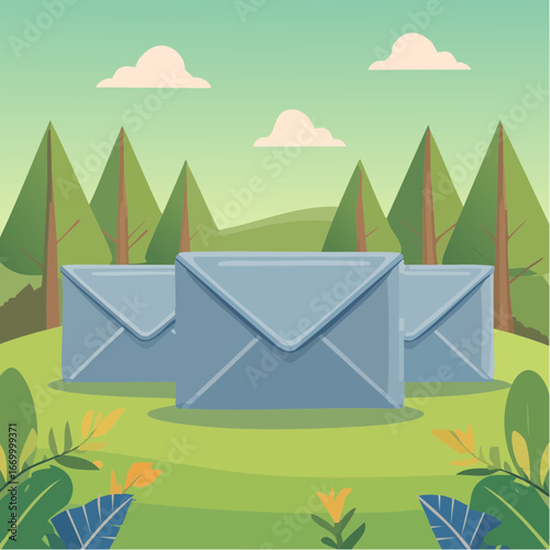 Three grey envelopes icon vector