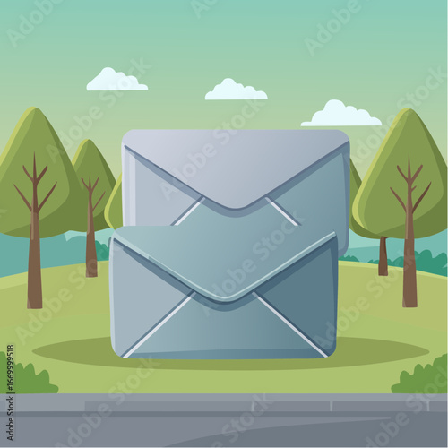 Three grey envelopes icon vector