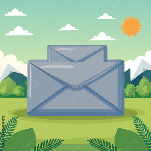 Three grey envelopes icon vector