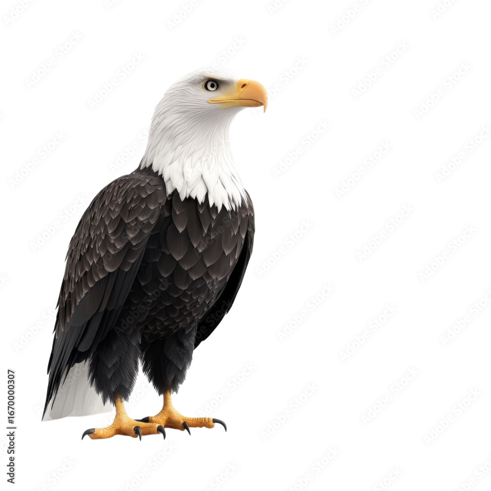 Obraz premium Bald eagle bird raptor white head yellow beak standing majestic wildlife