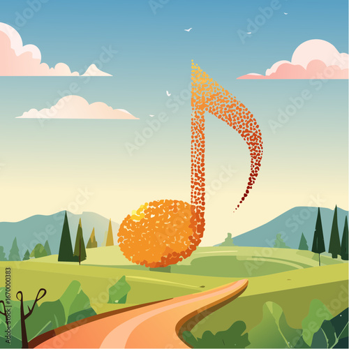 Music note made od little notes vector