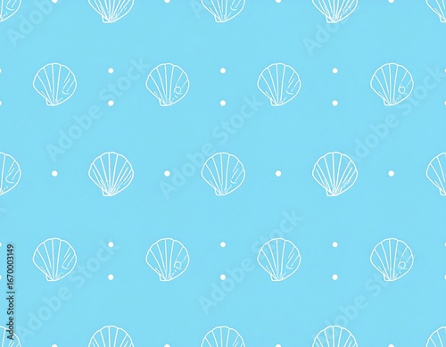 Simple shell pattern on light blue