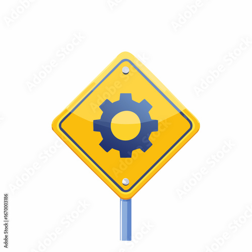 Settings yellow road sign