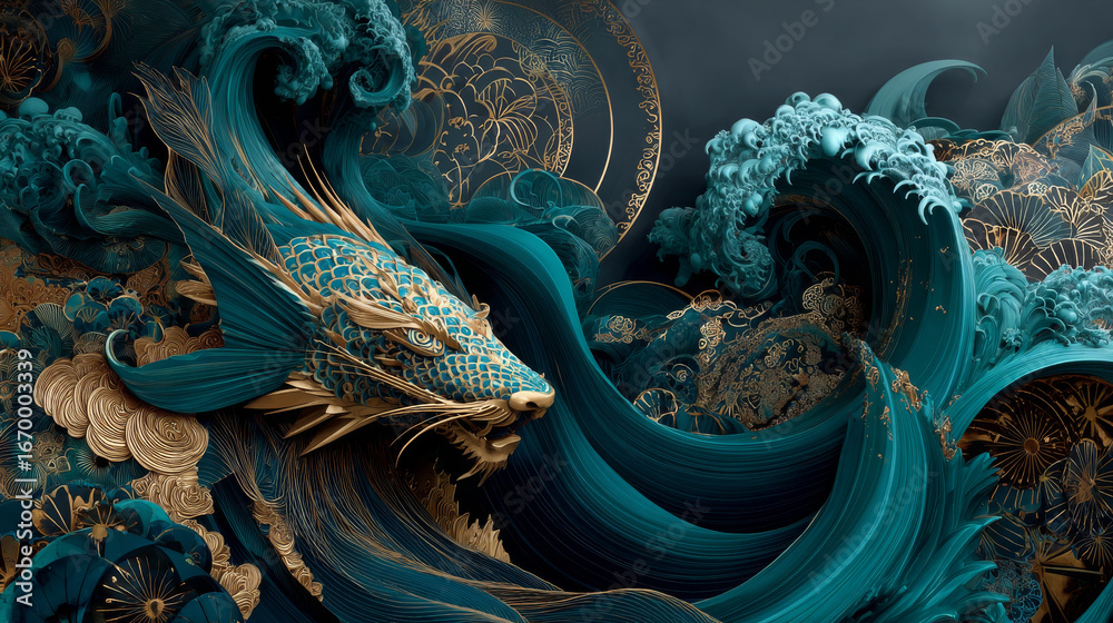 Fototapeta premium Abstract fractal patterns and shapes.Waves and spirals.