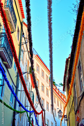 Photography Typical decorations of the Festas de Lisboa, especially the celebrations in hono