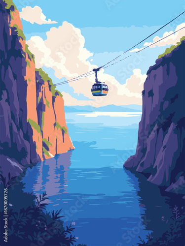 cable car in the sea