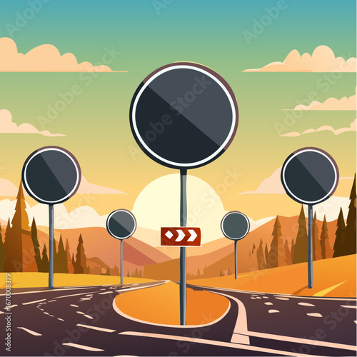 Collection of many black blank road signs vector