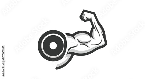 Illustration of muscular arm with weight