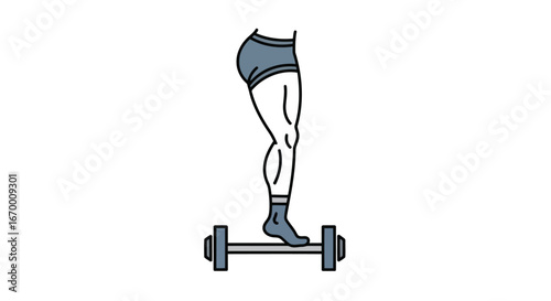 Leg doing calf raise exercise with dumbbell