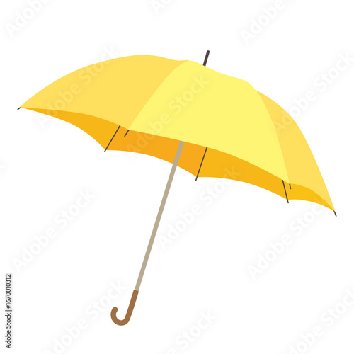 Clean cartoon illustration of a classic umbrella on a white background. Clip art for weather apps, seasonal campaigns, safety promotions and product advertisements related to rain gear