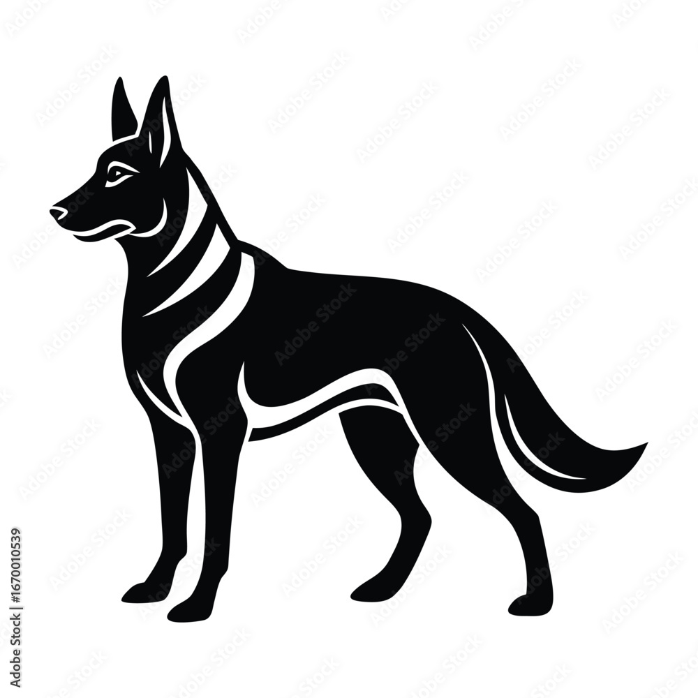 Fototapeta premium A simple vector illustration of a black and white dog silhouette