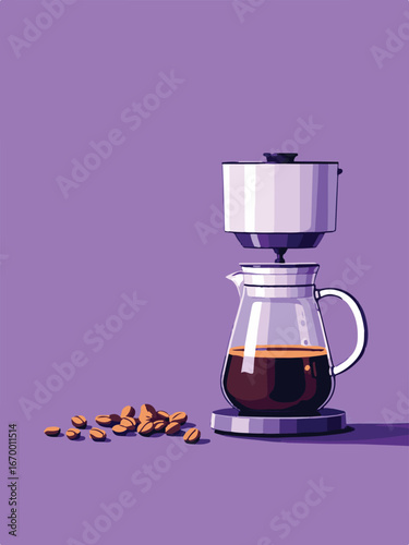 Modern Coffee Machine with Hot Cup of Coffee