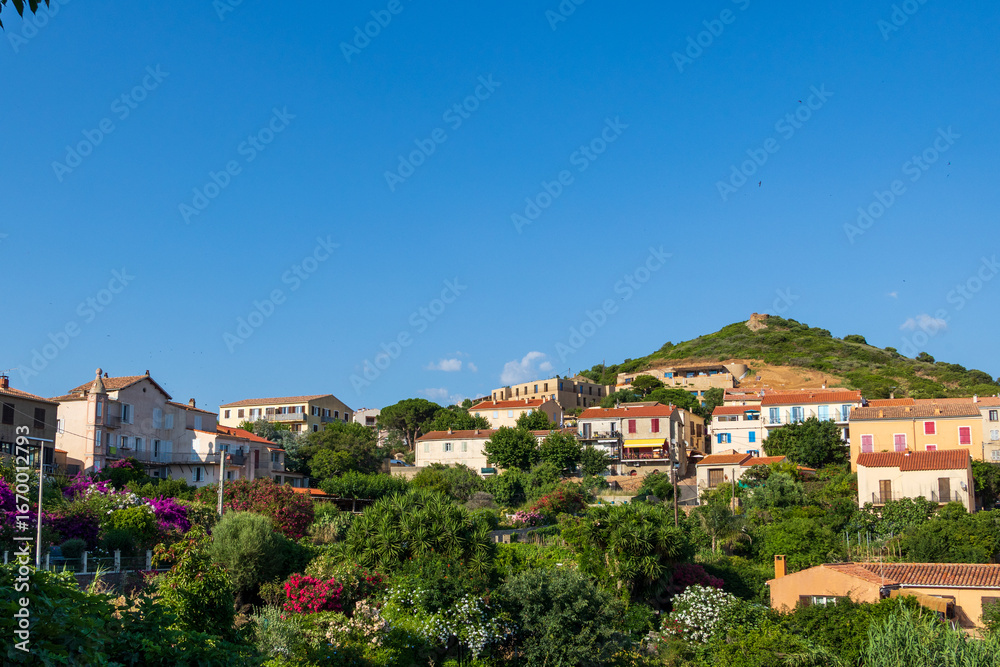 Obraz premium Village view with colorful houses in Cargèse France Corsica 18 June 2025