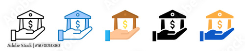 Banking multiple style icons set design vector illustration. 