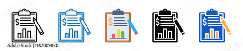 Financial Report multiple style icons set design vector illustration. 