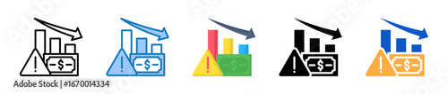 Financial Crisis multiple style icons set design vector illustration. 