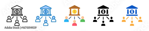 Credit Union multiple style icons set design vector illustration. 