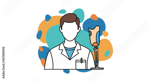 Doctor with Prosthetic Limb Healthcare Icon Medical Professional