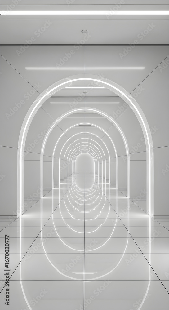 Fototapeta premium Glowing Archway Tunnel: Modern Architectural Design.