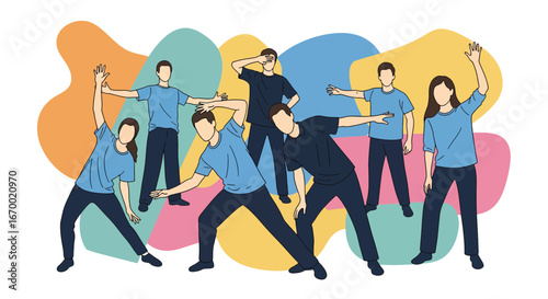 Group of people dancing in casual clothes