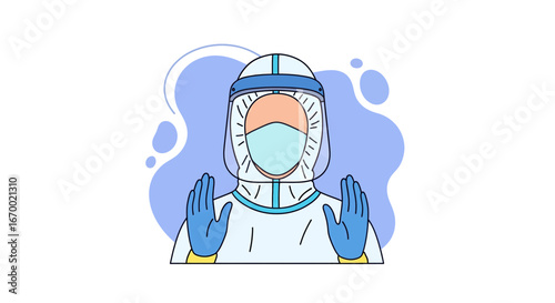 Healthcare worker protective suit face mask gloves medical