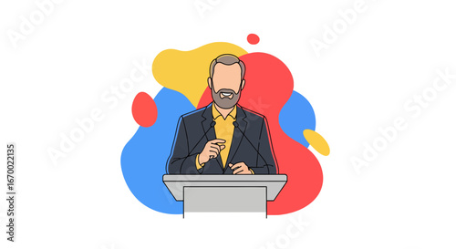 Man Speaking at Podium Business Presentation Conference Event