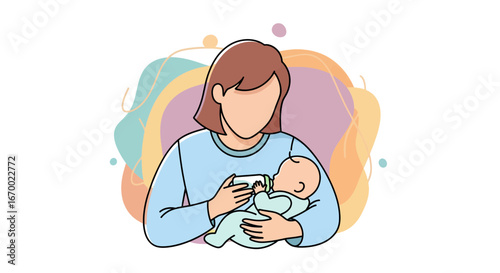 Mother feeding baby, nurturing bond, family care concept