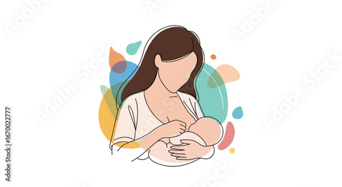 Mother breastfeeding baby, nurturing bond, family love