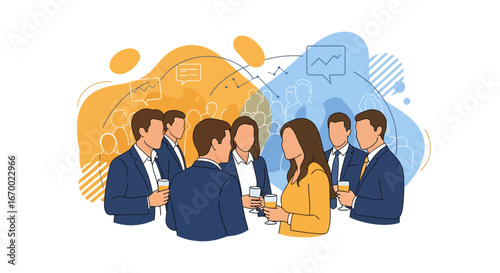 Networking event with business professionals socializing