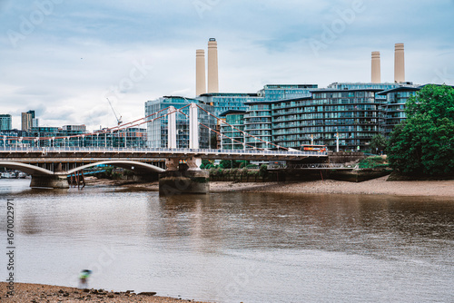 Papier peint Thames Riverside, Grosvenor Bridge, Nine Elms, Borough Of Wandsworth, London Urb