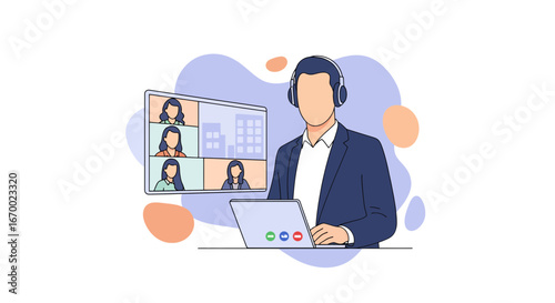 Online meeting, business communication, remote work concept