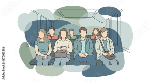 People sitting on bus seats public transport commuting