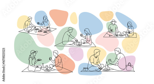 Picnic gathering friends outdoors relaxed summer lifestyle