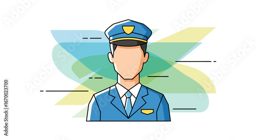 Police officer portrait flat style for security concept