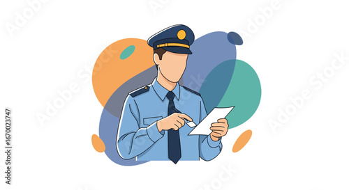 Police Officer Writing Report, Uniform, Law Enforcement