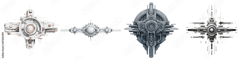 Obraz premium Futuristic Machinery Elements: Abstract Tech Design, Detailed Structures