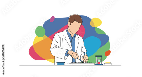 Scientist working in laboratory with test tubes and equipment