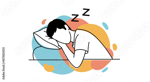 Sleeping man in bed, peaceful rest, calm night