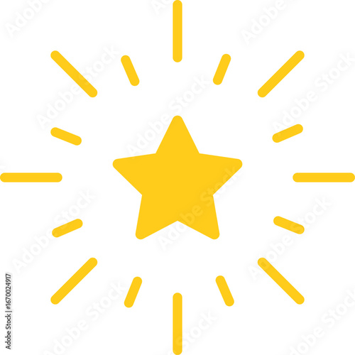 Bright yellow star with glowing light rays