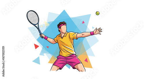 Tennis player hitting ball action sport dynamic movement