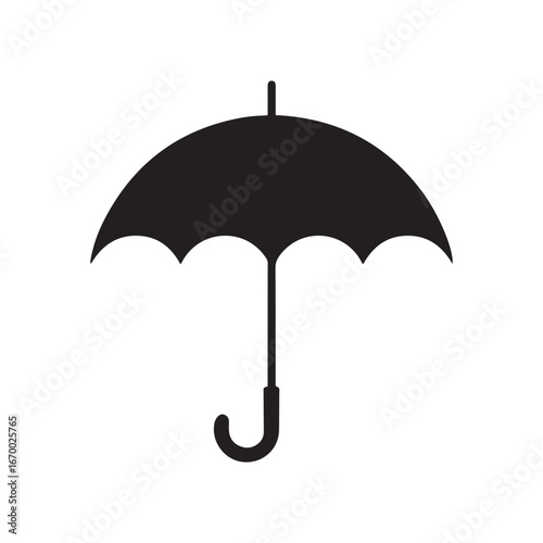 Simple Black Silhouette of an Umbrella