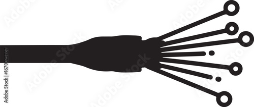 Optical Fiber Cable Silhouette Icon for Telecommunication and Technology Concepts