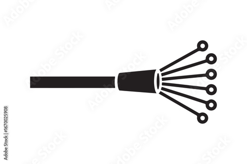 Optical Fiber Cable Silhouette Icon for Telecommunication and Technology Concepts