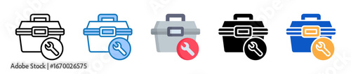 Tool Box multiple style icons set design vector illustration. 