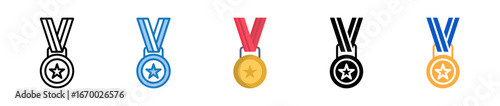 Medal multiple style icons set design vector illustration. 