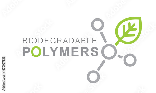 Biodegradable polymers emblem, vector, icon.