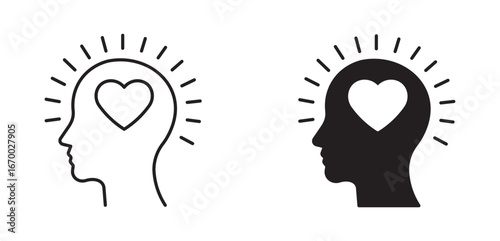 Mental health, human head, psychological help, psychiatry concept, therapy course, cognitive development, icons.